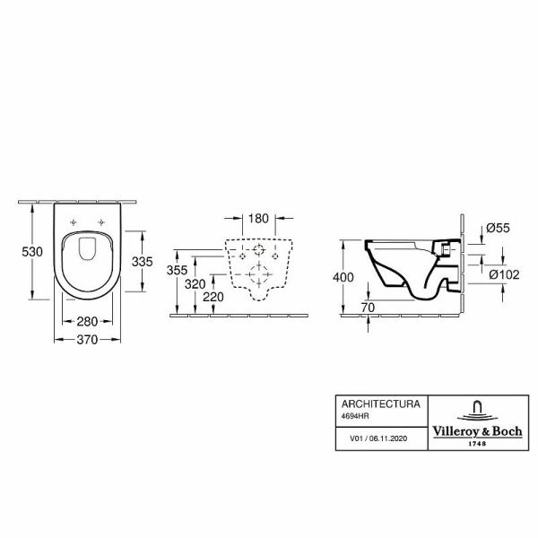 Унитаз подвесной Villeroy&Boch Architectura DirectFlush с открытым смывным краем 4694HR01 фото