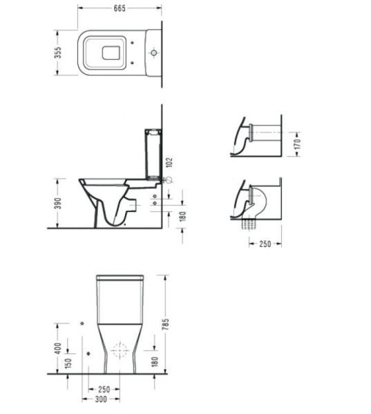 Унитаз-компакт SEREL Diagonal c тонким сиденьем-микролифт DG02SL, фото