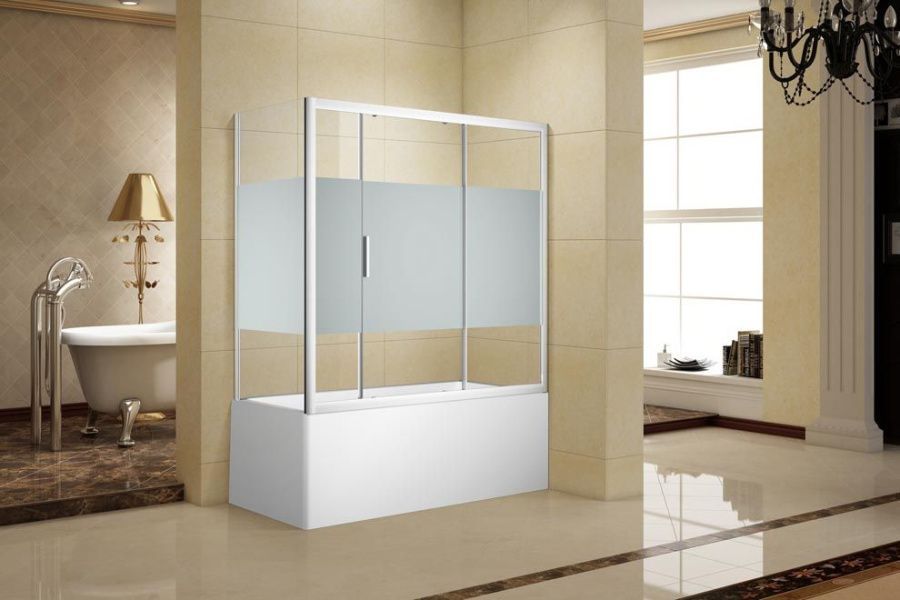 Шторка для ванны Aquanet Practic AE10-B-165H150U-CP 165, прозрачное стекло/шелкография в интернет-магазине Kingsan