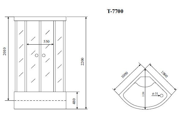 Душевая кабина Timo Lux T-7700 P