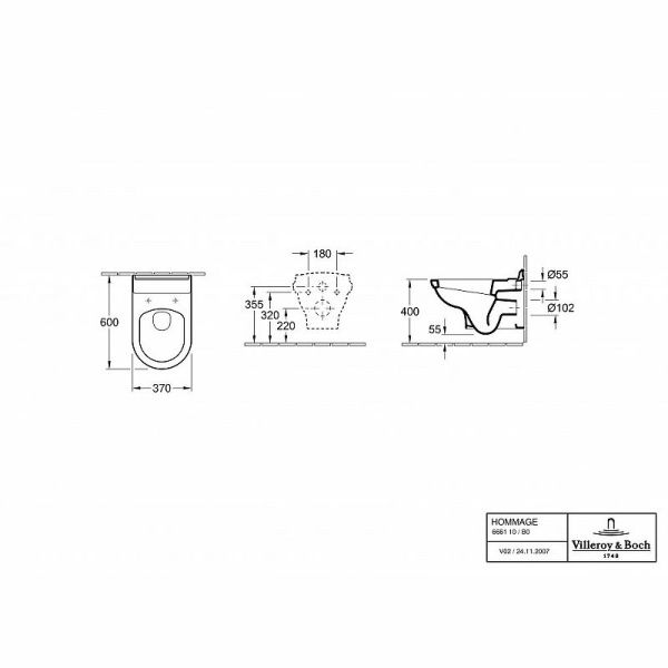 Унитаз подвесной Villeroy&Boch Hommage в ретро стиле 6661B0R1 (6661 B0R1) фото