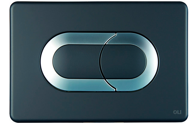 Кнопка смыва пневматическая OLI Salina черная, хром глянцевый с установкой и подключением
