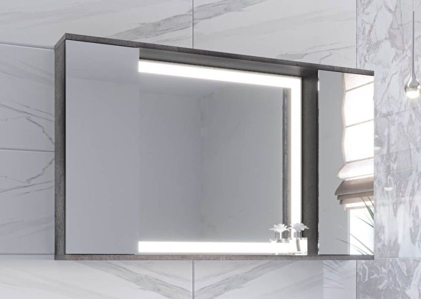 Зеркало-шкаф Stella Polar LED Дэрри 100, бетон/цемент