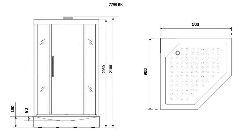 Душевая кабина Niagara Luxe NG-7799GBK  90x90