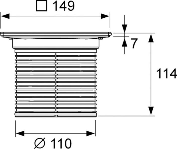 Декоративная решетка TECE TECEdrainpoint S, 150 мм, в стальной рамке, с фиксаторами, с монтажным элементом