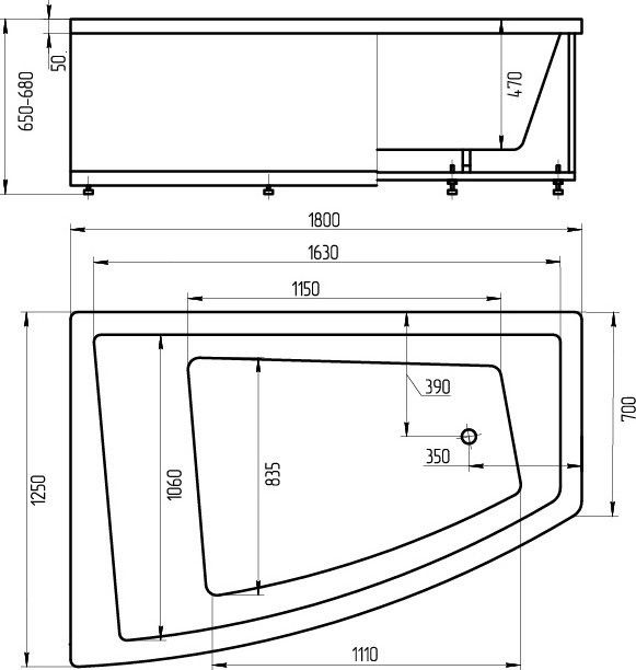 Ванна KNIEF COAST 170х75 см 0600-710-01 из материала K.Stone