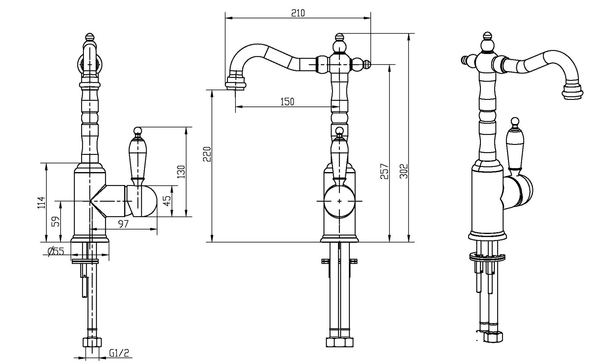 Смеситель для раковины Boheme Medici Ripresa 302 в каталоге интернет магазина KingSan