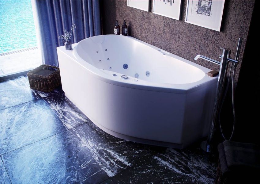 Акриловая ванна Акватек Таурус 170х100 левая, с фронтальной панелью фото