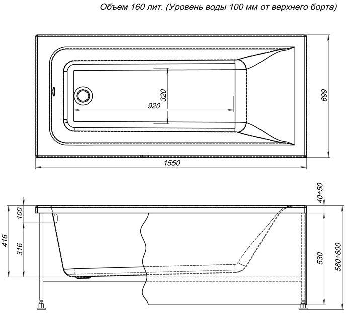 Белая акриловая ванна Акванет с гарантией 10 лет недорого, купить в Москве акриловую ванну Aquanet Bright 155 на 70 с доставкой на kingsan.ru