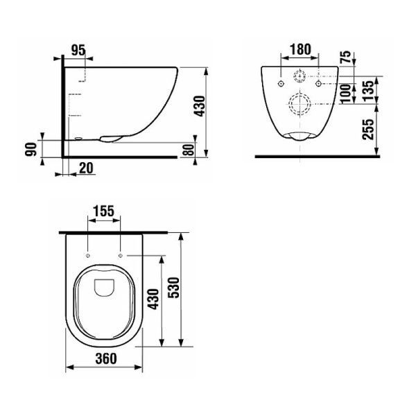 Подвесной унитаз Laufen Basal Combipack безободковый, с сиденьем SoftClose, быстрое снятие 8.66E1.0.000.000.1