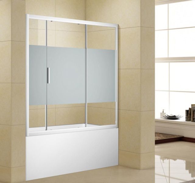 Шторка для ванны Aquanet Practic AE10-B-155H150U-CP 155, прозрачное стекло/шелкография в интернет-магазине Kingsan