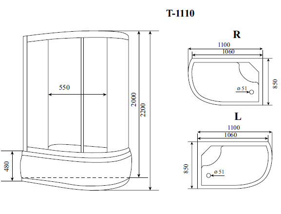 Душевая кабина Timo Standart T-1110 P R