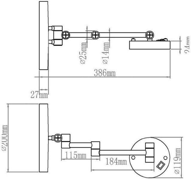 Косметическое зеркало Aquanet 1806D (20 см, с LED-подсветкой)