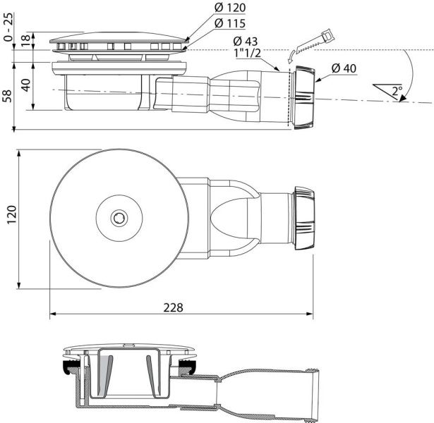 Сифон Radaway для поддонов R400W