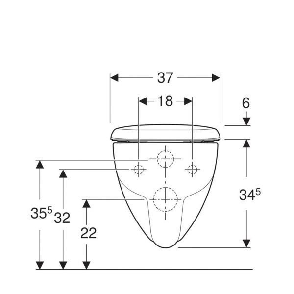 Унитаз безободковый подвесной с сиденьем Geberit Renova 500.801.00.1 изображение и схема