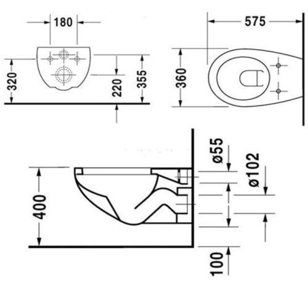 Унитаз подвесной Duravit DURAPLUS в комплекте чаша Colomba 360 x 575мм с сиденьем Soft Close