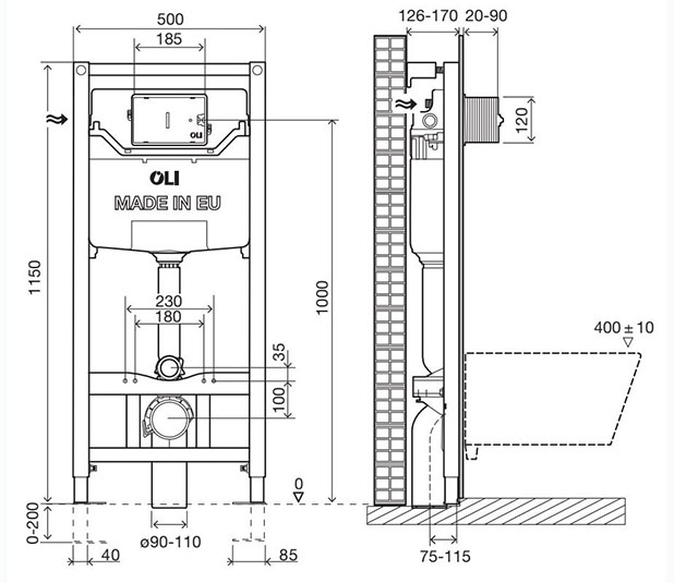 Система инсталляции для унитазов OLI 120 Oli Pure Sanitarblock механическая