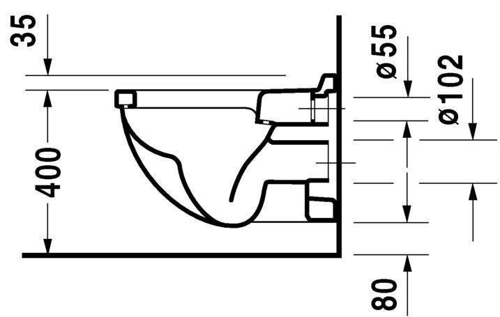 Унитаз подвесной Duravit Starck 3 standard овальной формы, 54 см 2200090000
