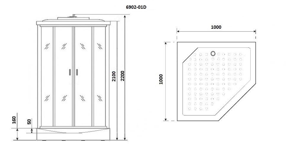 Душевая кабина Niagara Premium NG- 6902-01D BLACK  100x100