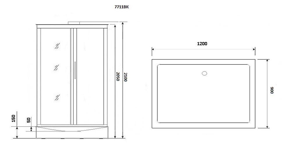 Душевая кабина Niagara Luxe NG-7711GBK  90x120