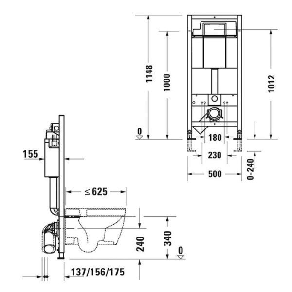 Комплект Duravit SET D-NEO подвесной унитаз с инсталляцией (унитаз с крышкой-сиденьем с микролифтом 45770900A1, инсталляция WD1020, крепёж WD6016 и кнопка ХРОМ WD5001021)