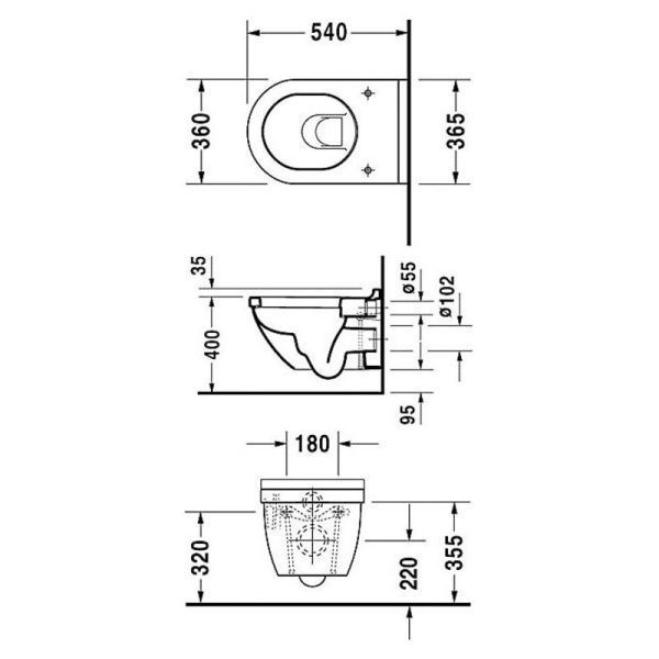 Унитаз подвесной Duravit Starck 3 с антигрязевым покрытием 2225090000 фото