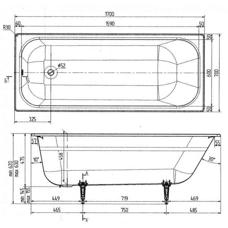 Чугунная ванна Wotte Vector 170x75 в интернет-магазине Kingsan