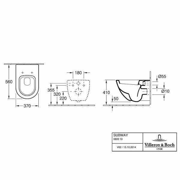 Унитаз подвесной Villeroy&Boch Subway Ceramic Plus с грязеотталкивающим покрытием 660010R1 (660010R1P) фото