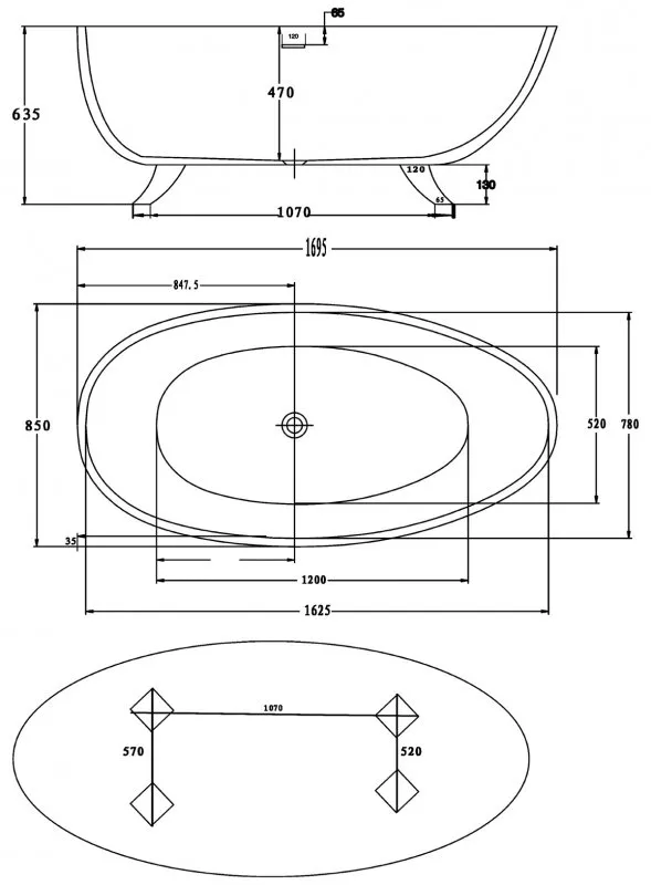 Акриловая ванна BelBagno BB42-1700-PERL 170х85